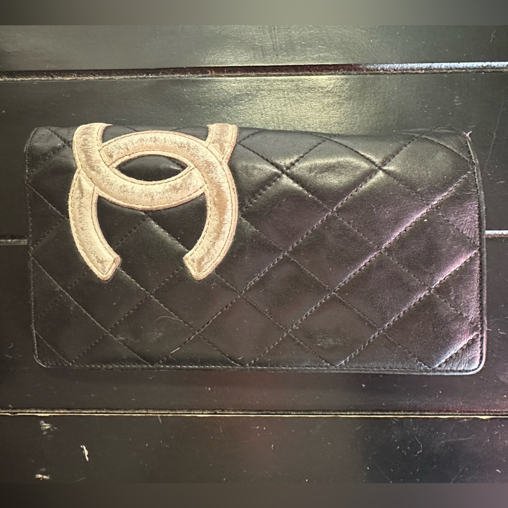Authentic CHANEL black reporter wallet